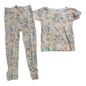 Chickpea Girls Pajama Set | Size 4T | Floral Ribbed Cotton Two-Piece